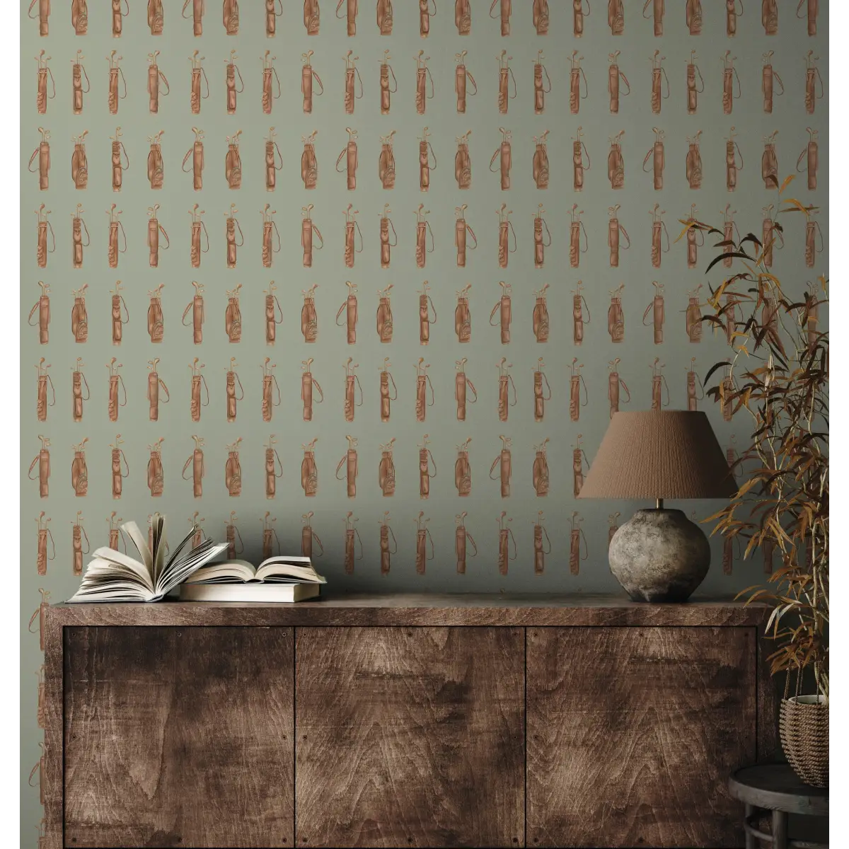 Woods Wallpaper - Vintage Golf Bags - by Hailey Kiefer - Loomwell Home Goods