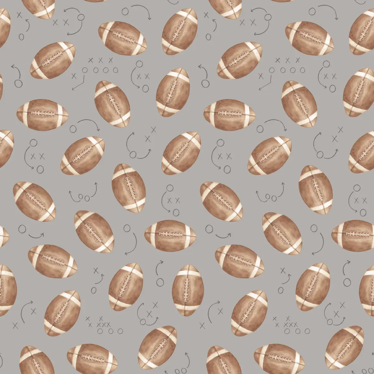 Worthy Wallpaper - Footballs - by Hailey Kiefer Designs - Sample 1 foot by 1 foot / Gray - Loomwell Home Goods