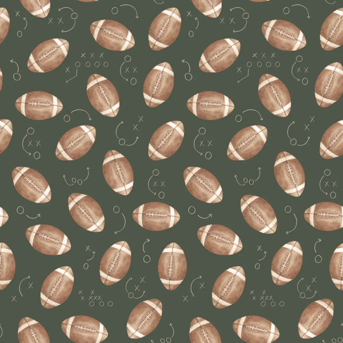 Worthy Wallpaper - Footballs - by Hailey Kiefer Designs - Sample 1 foot by 1 foot / Green - Loomwell Home Goods