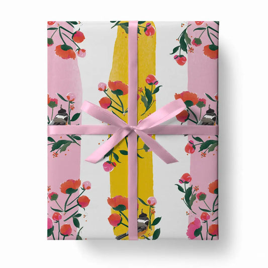 Wrapping Paper - Chickadees & Peonies - Driscoll Design