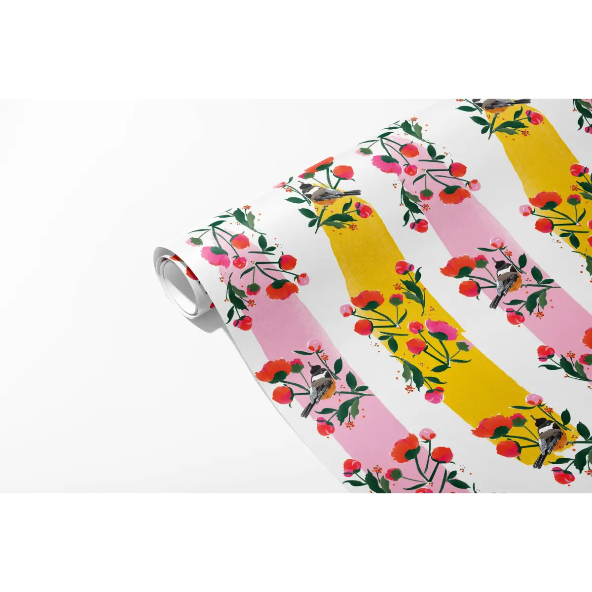 Wrapping Paper - Chickadees & Peonies - Driscoll Design