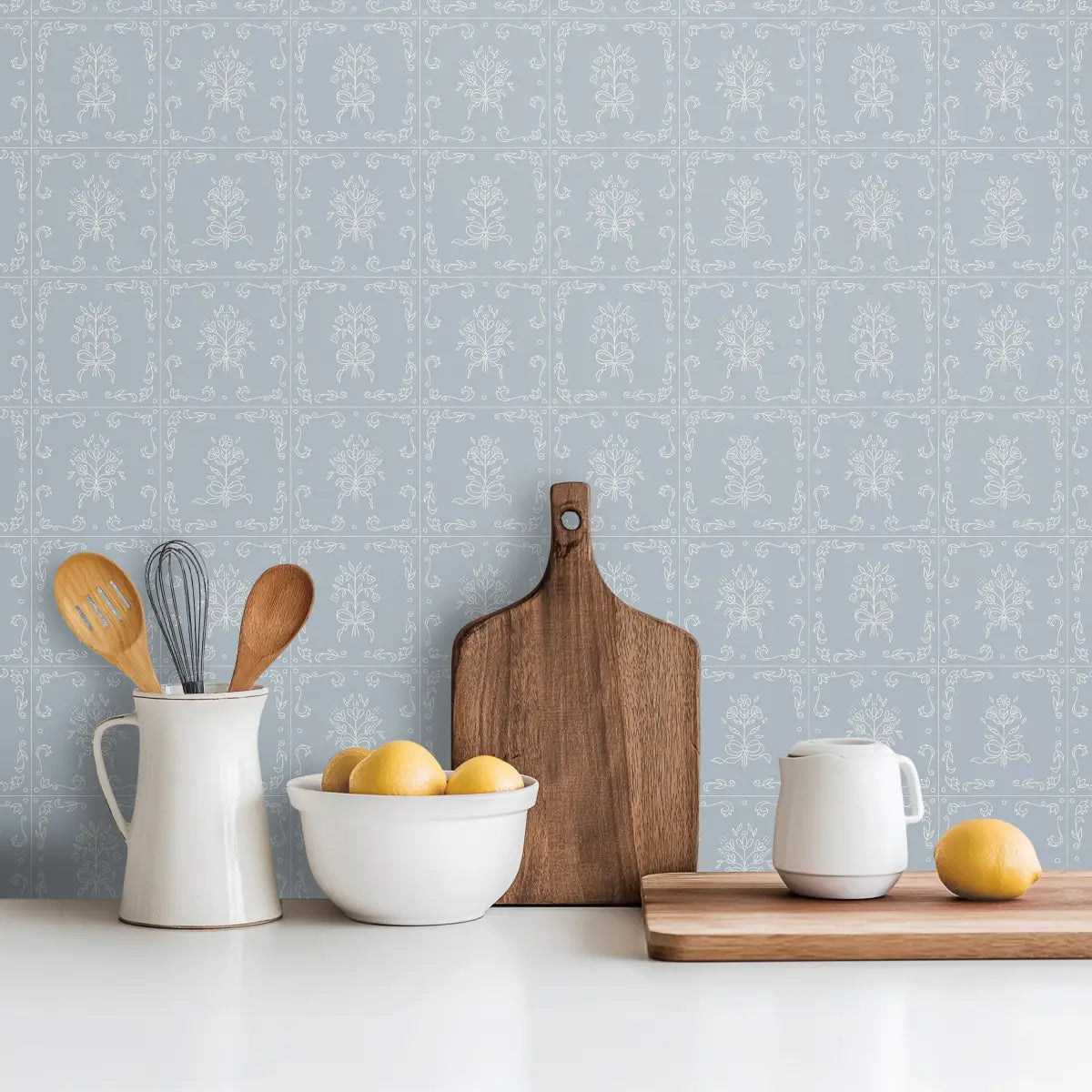Wrenna Wallpaper - Simple Bouquet Tiles - by Quirky Paisley Designs - Loomwell Home Goods