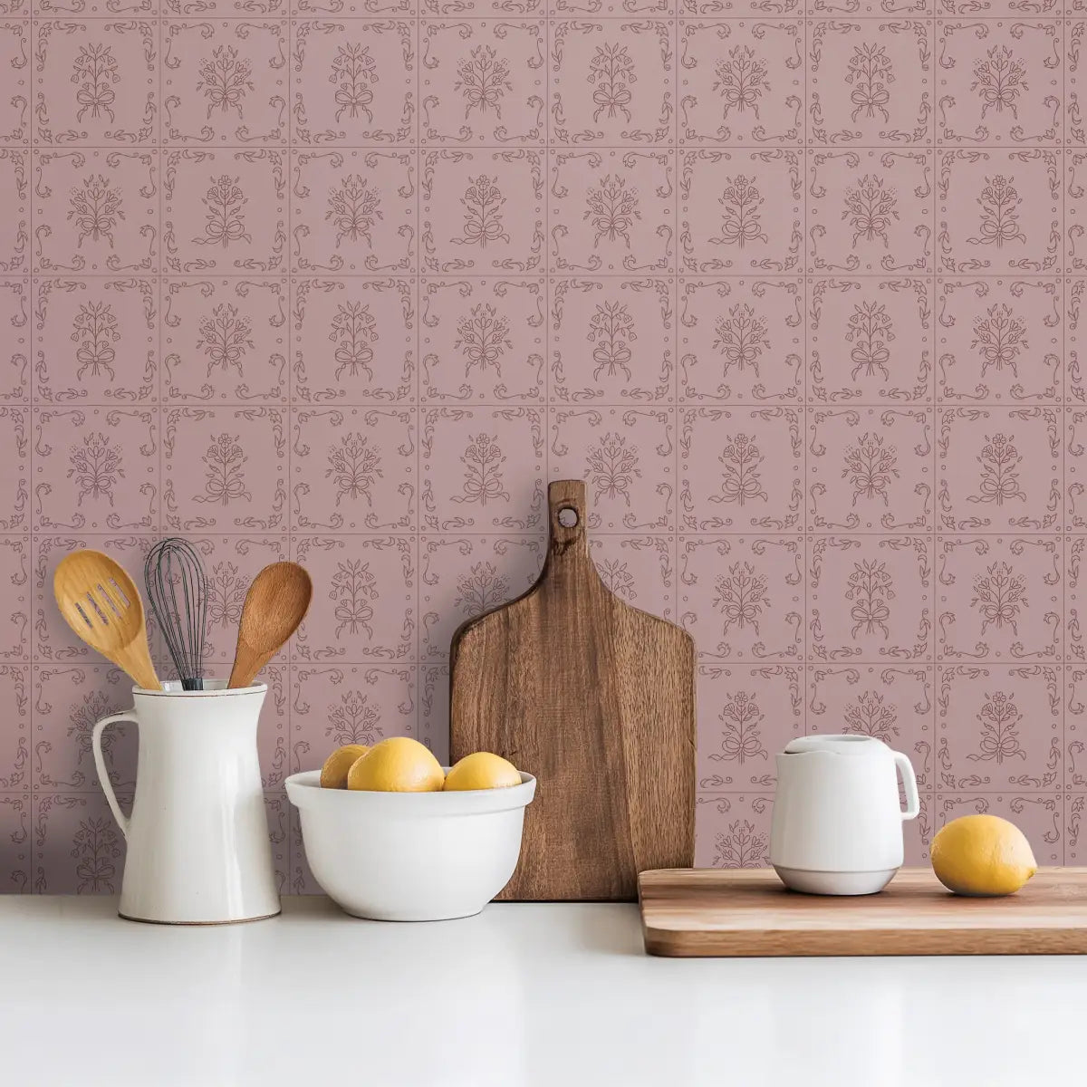 Wrenna Wallpaper - Simple Bouquet Tiles - by Quirky Paisley Designs - Loomwell Home Goods