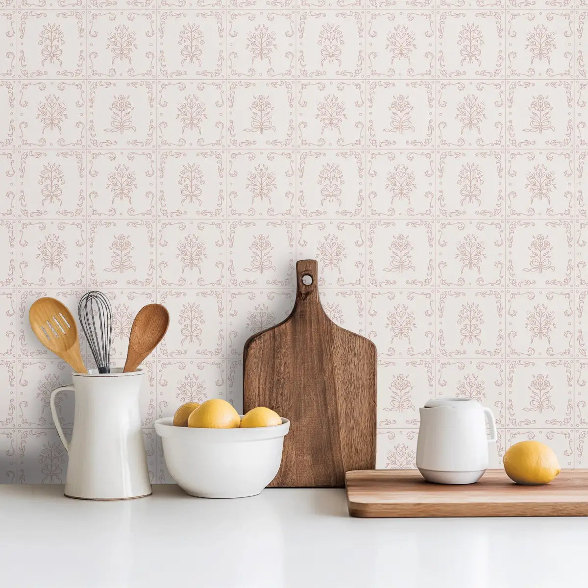 Wrenna Wallpaper - Simple Bouquet Tiles - by Quirky Paisley Designs - Loomwell Home Goods