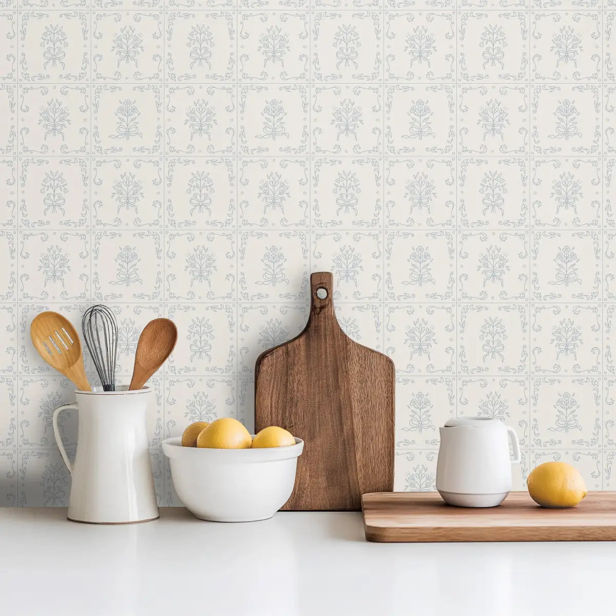 Wrenna Wallpaper - Simple Bouquet Tiles - by Quirky Paisley Designs - Loomwell Home Goods