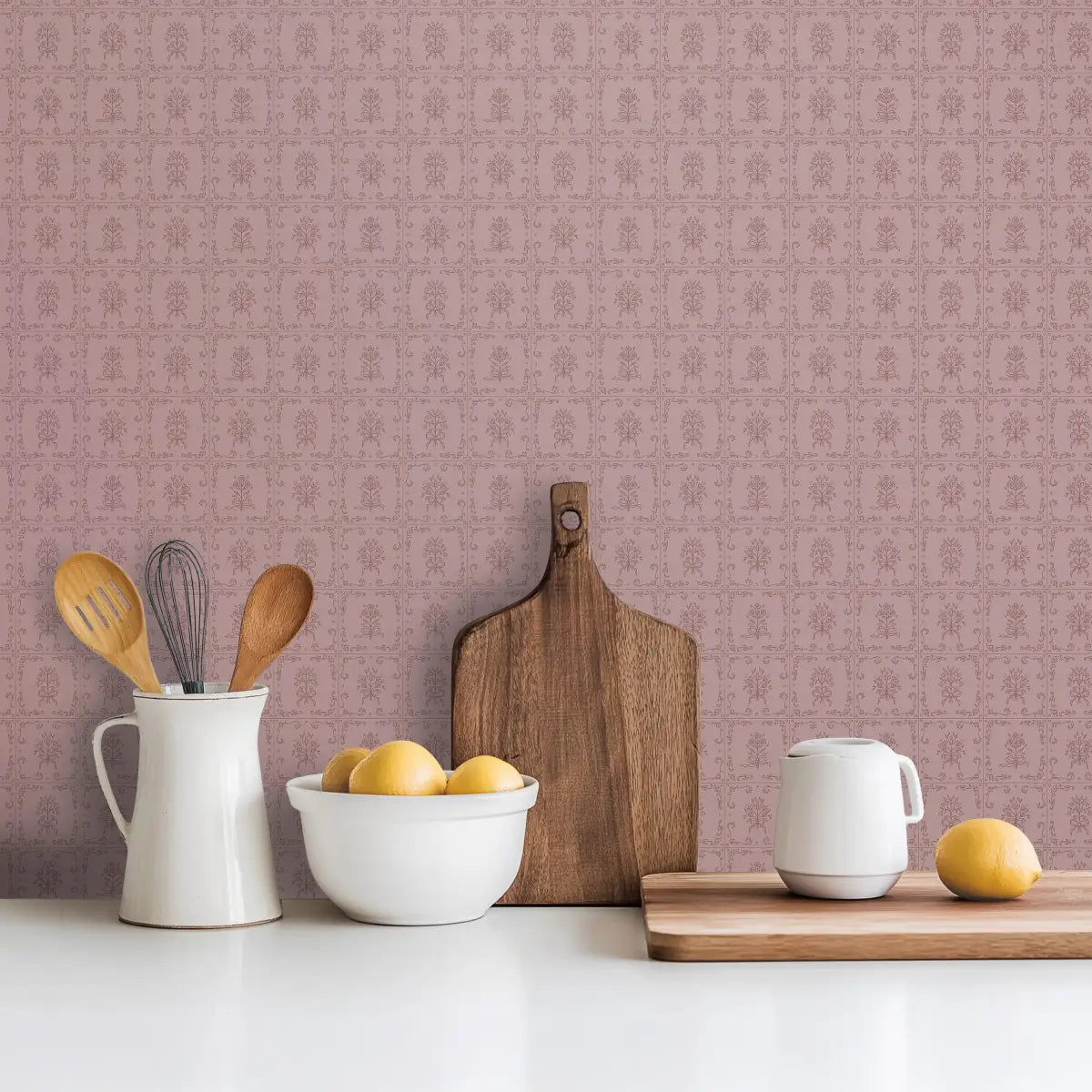 Wrenna Wallpaper - Simple Bouquet Tiles - by Quirky Paisley Designs - Loomwell Home Goods