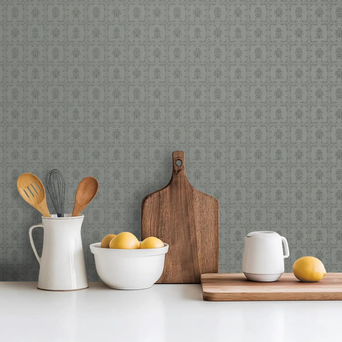 Wrenna Wallpaper - Simple Bouquet Tiles - by Quirky Paisley Designs - Loomwell Home Goods