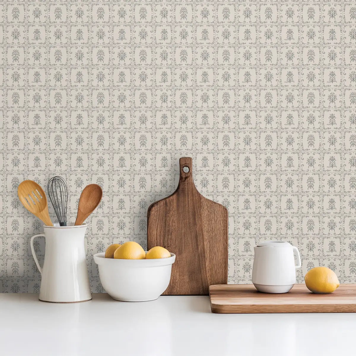 Wrenna Wallpaper - Simple Bouquet Tiles - by Quirky Paisley Designs - Loomwell Home Goods