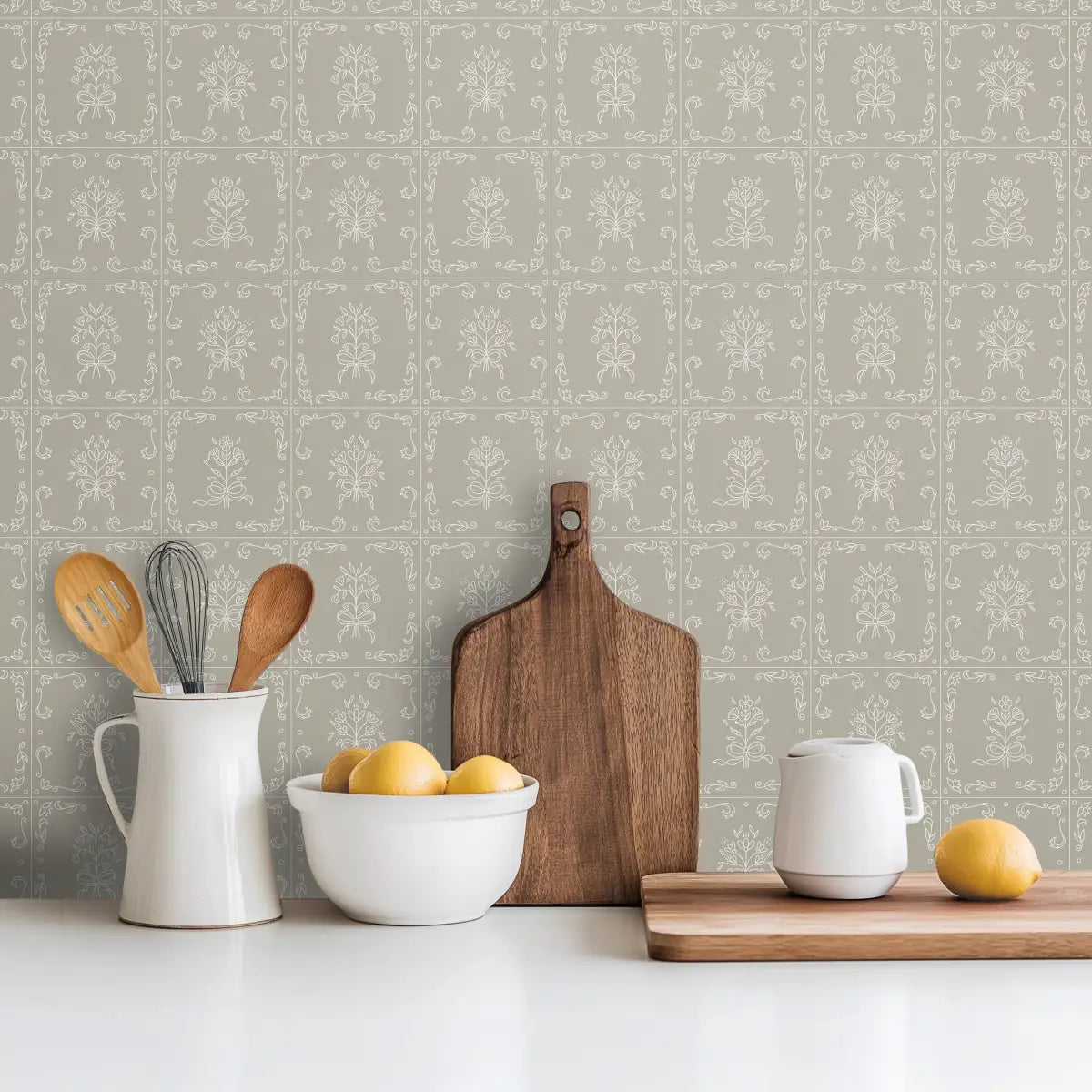 Wrenna Wallpaper - Simple Bouquet Tiles - by Quirky Paisley Designs - Loomwell Home Goods