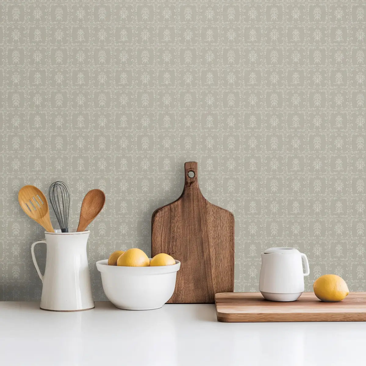 Wrenna Wallpaper - Simple Bouquet Tiles - by Quirky Paisley Designs - Loomwell Home Goods