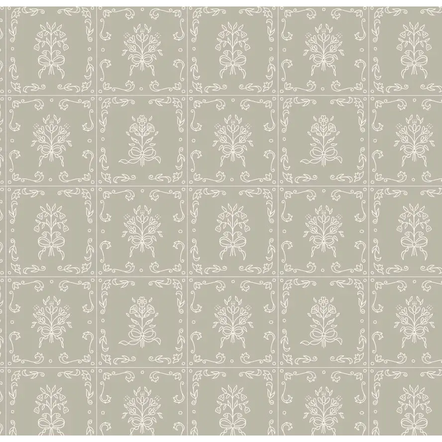 Wrenna Wallpaper - Simple Bouquet Tiles - by Quirky Paisley Designs - 2 feet by 9 feet / Sage / Large - Loomwell Home
