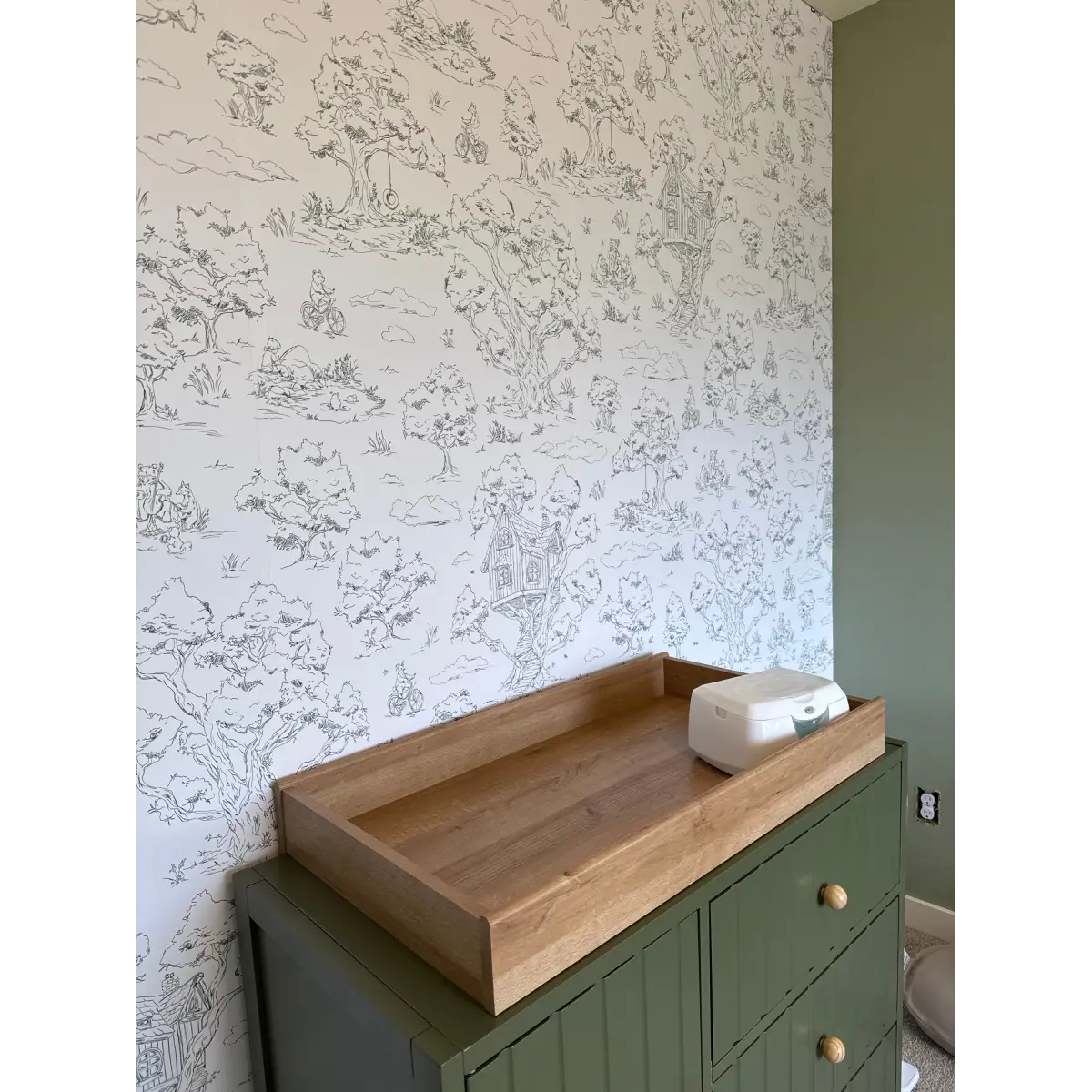 Wyatt Wallpaper - Bears and Treehouse - Line Drawings by Aubrey Fairchild - Loomwell Home Goods