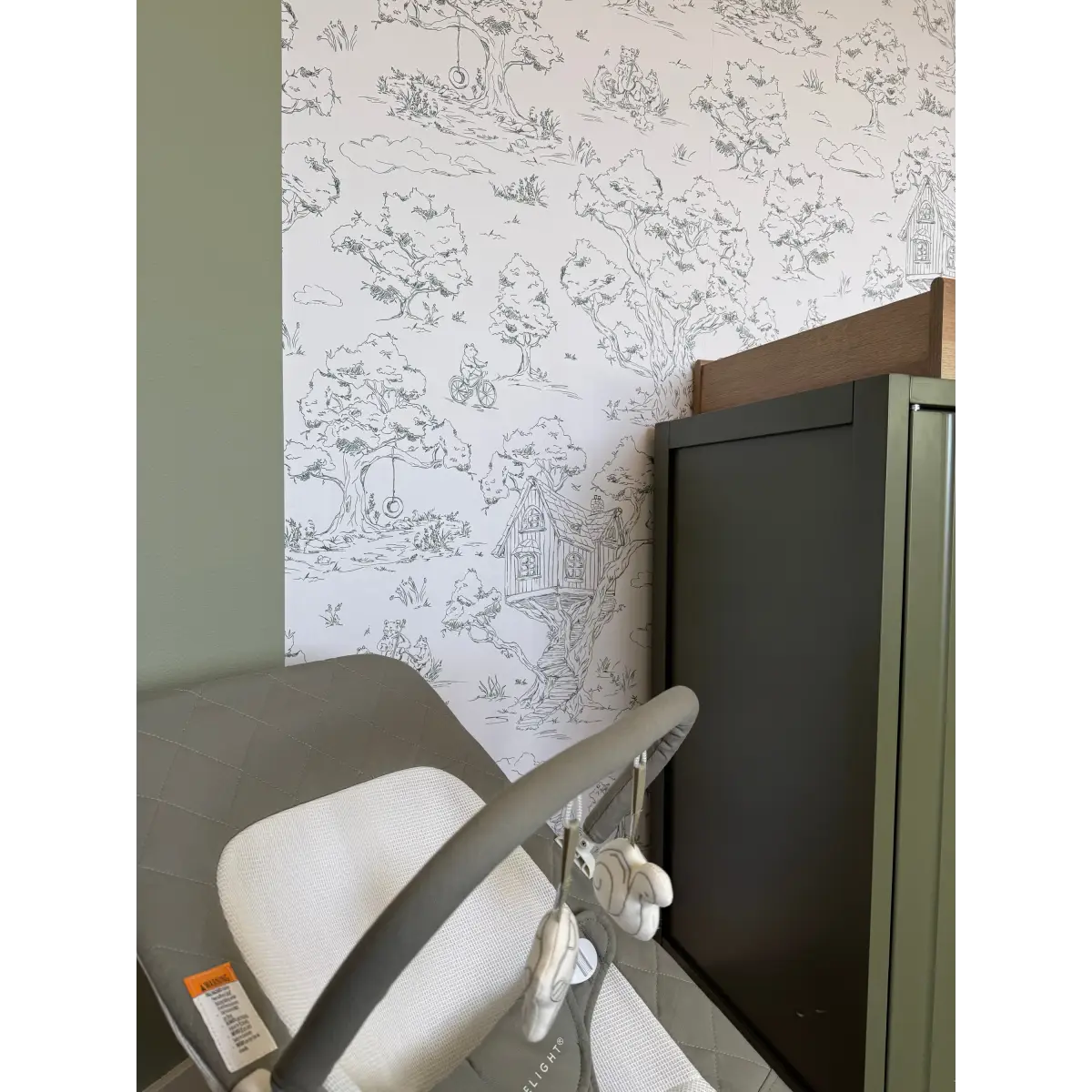 Wyatt Wallpaper - Bears and Treehouse - Line Drawings by Aubrey Fairchild - Loomwell Home Goods