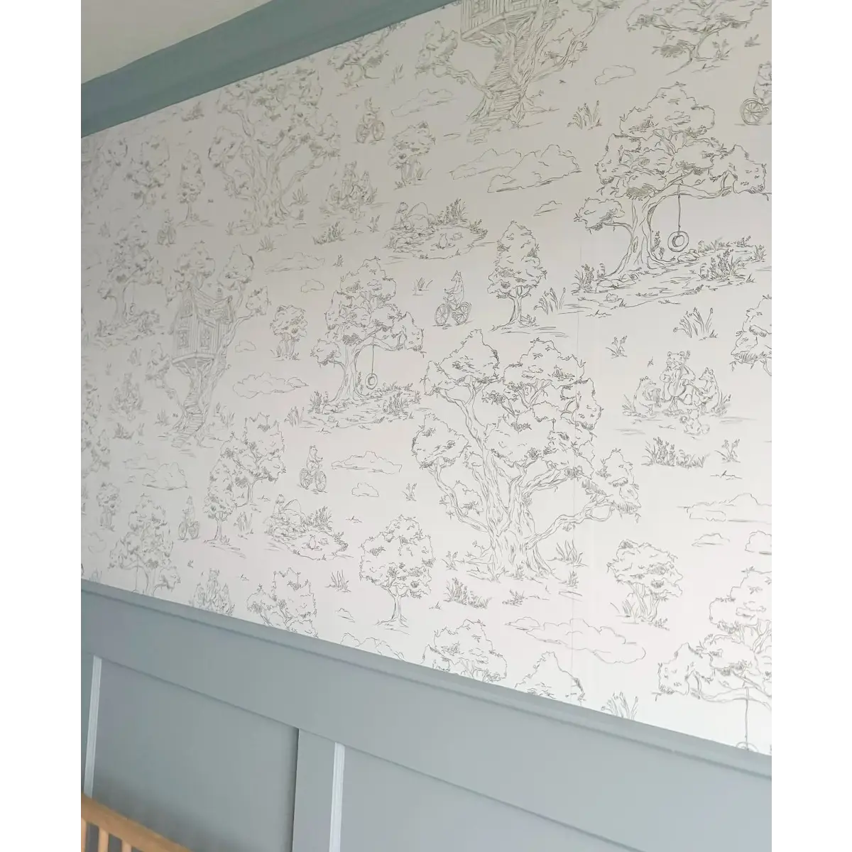 Wyatt Wallpaper - Bears and Treehouse - Line Drawings by Aubrey Fairchild - Loomwell Home Goods