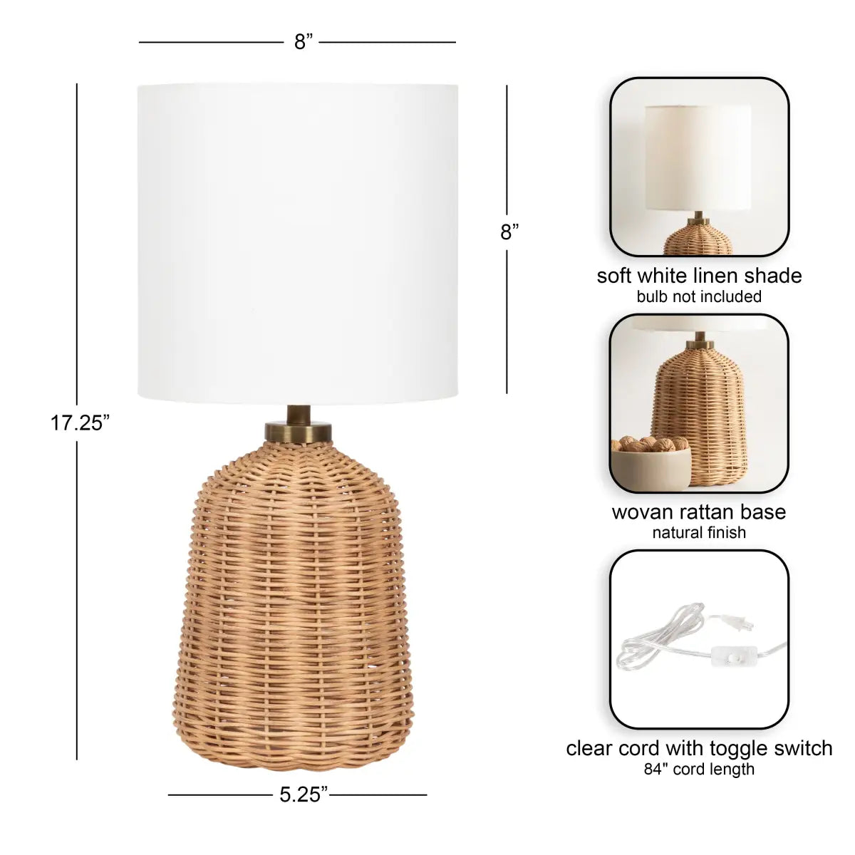Wylla Rattan Table Lamp - kateandlaurel