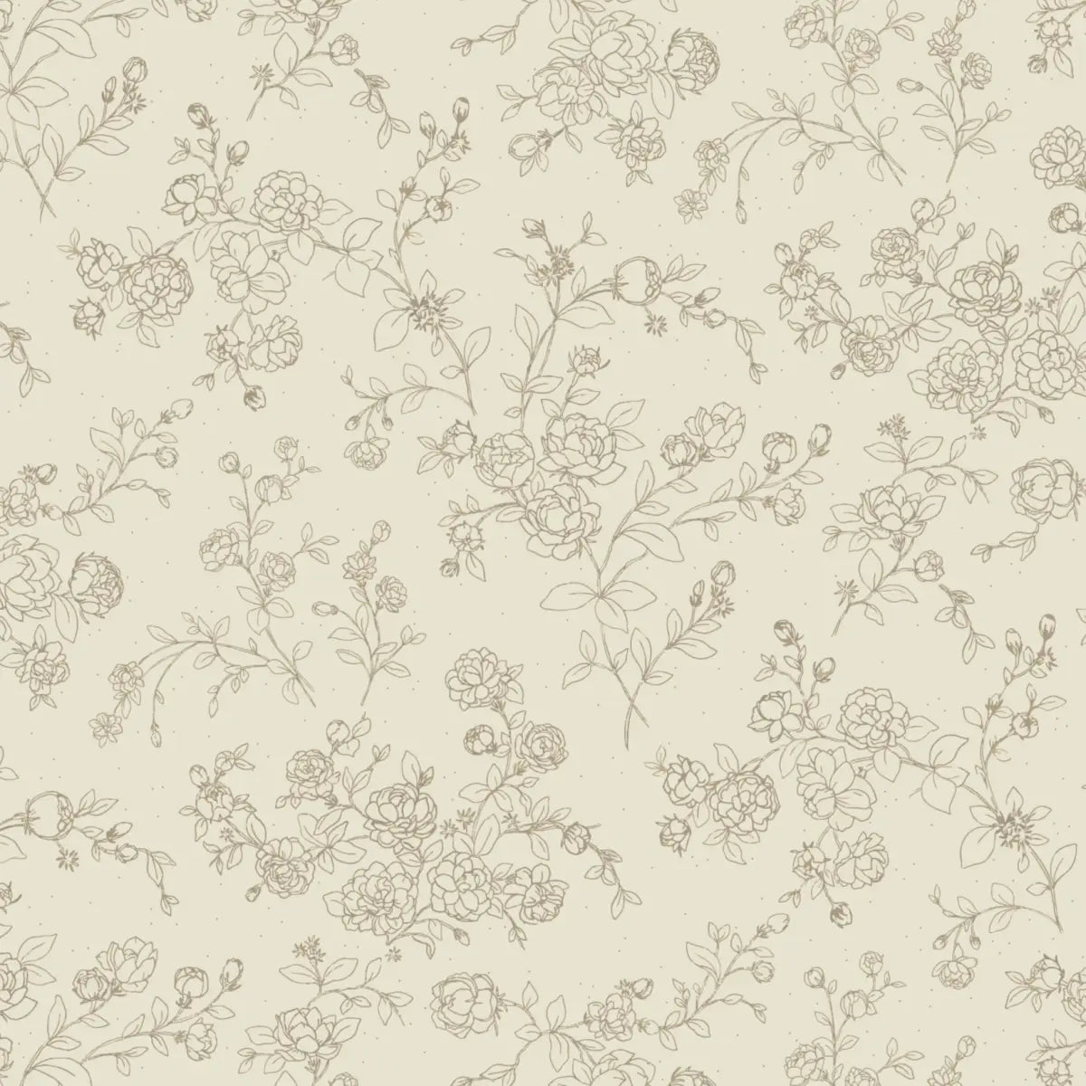 Wynne Wallpaper - Delicate Roses - Line Drawings by Grateful Artsy Soul - Sample 1 foot by 1 foot / Neutral - Loomwell
