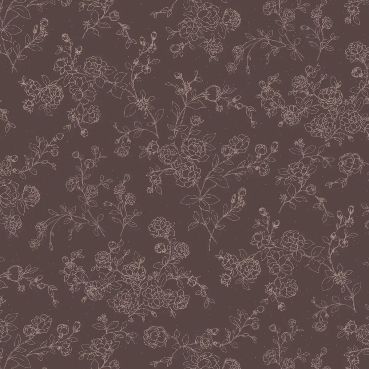 Wynne Wallpaper - Delicate Roses - Line Drawings by Grateful Artsy Soul - Sample 1 foot by 1 foot / Plum - Loomwell