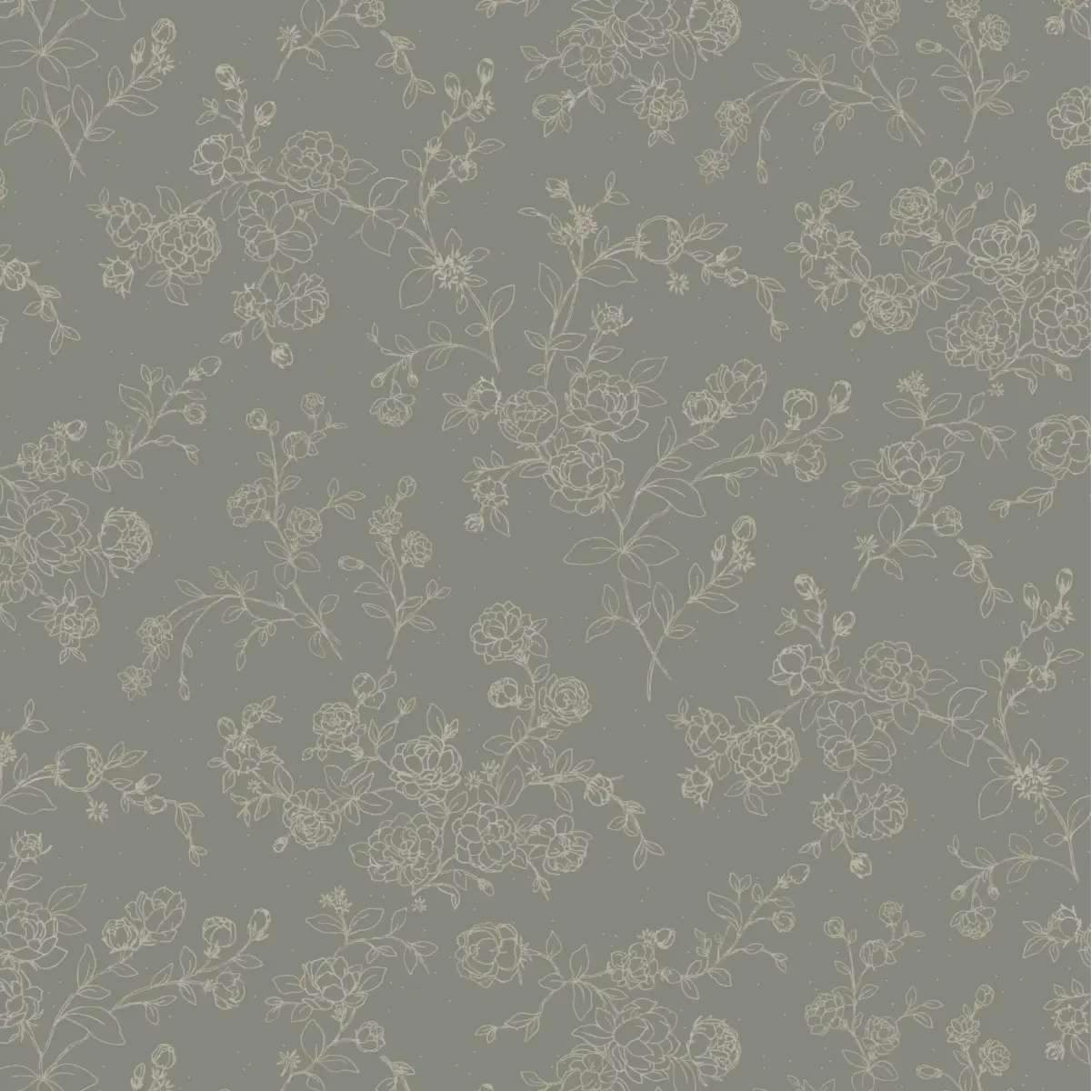 Wynne Wallpaper - Delicate Roses - Line Drawings by Grateful Artsy Soul - Sample 1 foot by 1 foot / Slate Green