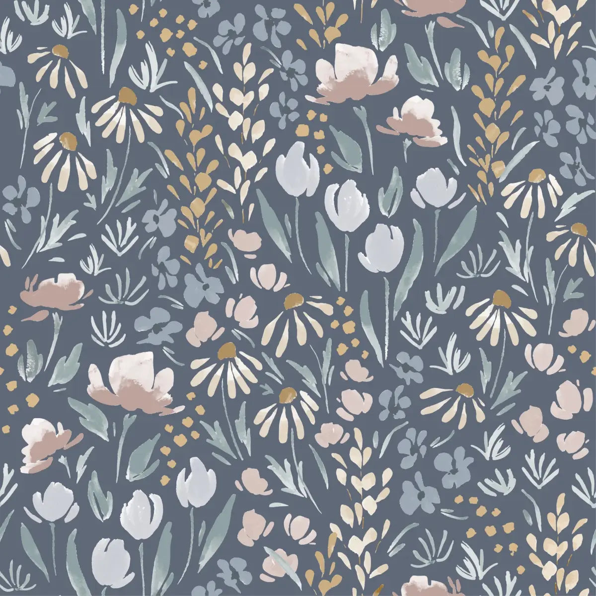 Wysteria Wallpaper - Watercolor Floral - by Melissa Johnson Design - Sample 1 foot by 1 foot / Dark - Loomwell Home