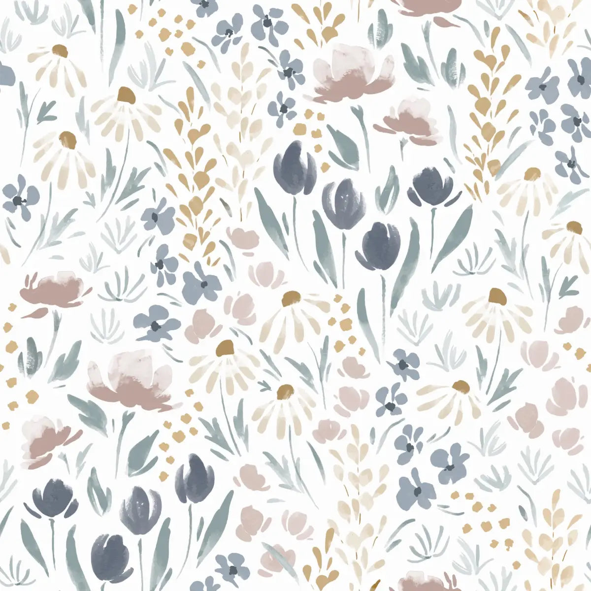Wysteria Wallpaper - Watercolor Floral - by Melissa Johnson Design - Sample 1 foot by 1 foot / Light - Loomwell Home