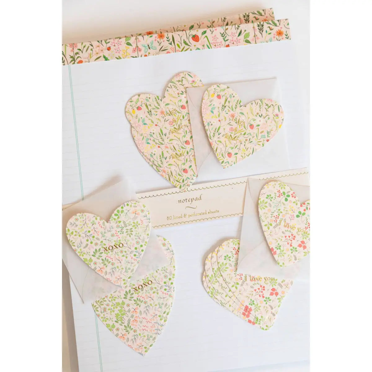 Gift Enclosure Card - XO Floral Heart Valentine - Karen Adams Designs