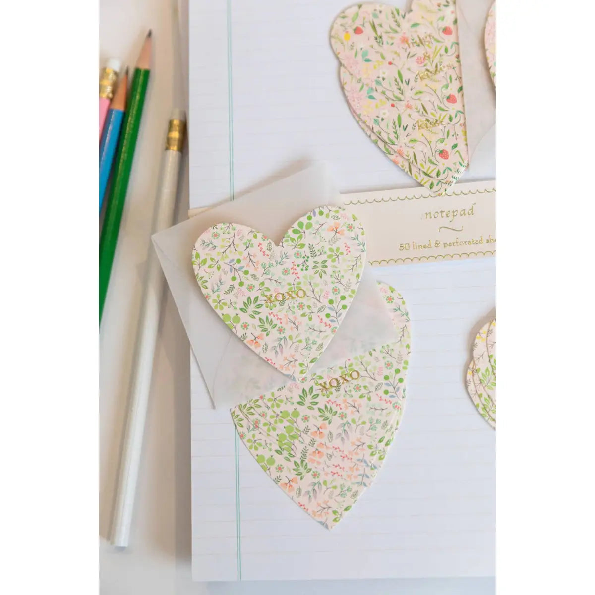 Gift Enclosure Card - XO Floral Heart Valentine - Karen Adams Designs