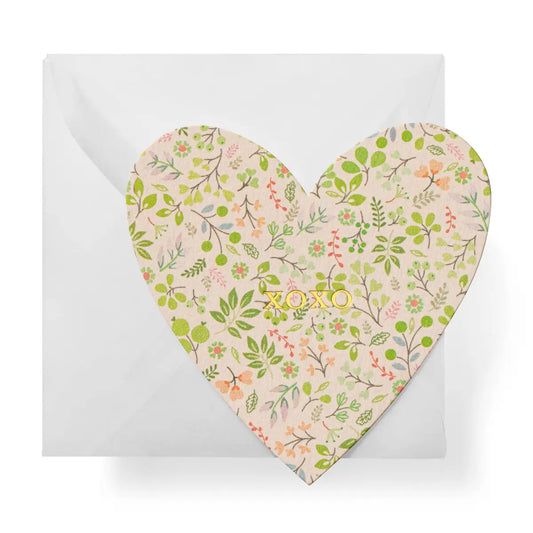 Gift Enclosure Card - XO Floral Heart Valentine - Karen Adams Designs