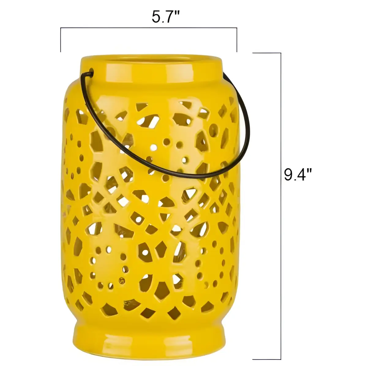 Yellow Openwork Ceramic Lantern - Boutique Rugs