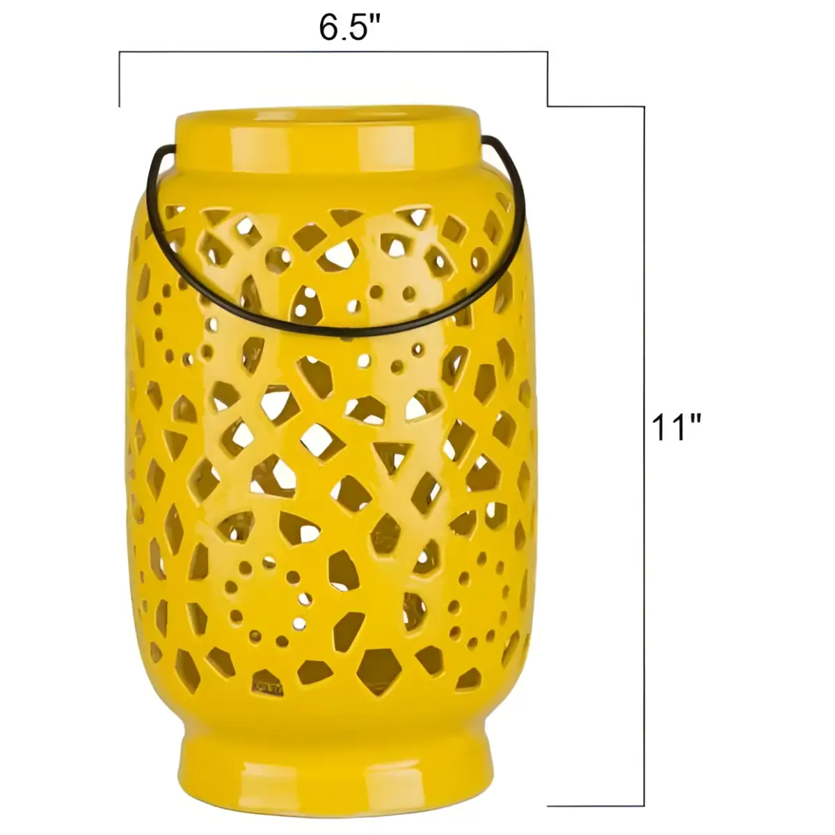 Yellow Openwork Ceramic Lantern - Boutique Rugs