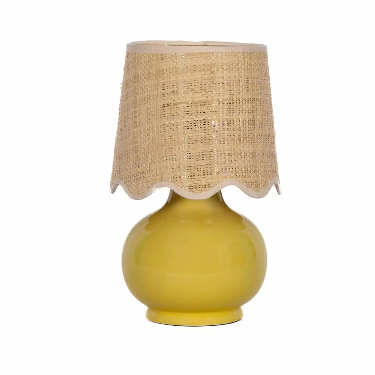 Yellow Table Lamp with Scalloped Shade - 13’’H x 8’’W x 8’’D - Boutique Rugs