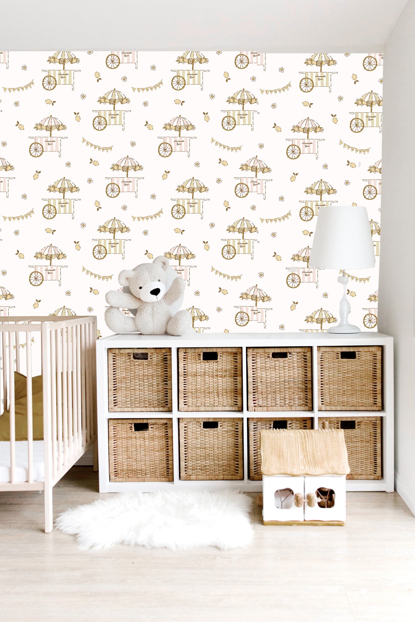 Sip Lemonade Cart Wallpaper by Eva Catherina - Loomwell Home Goods
