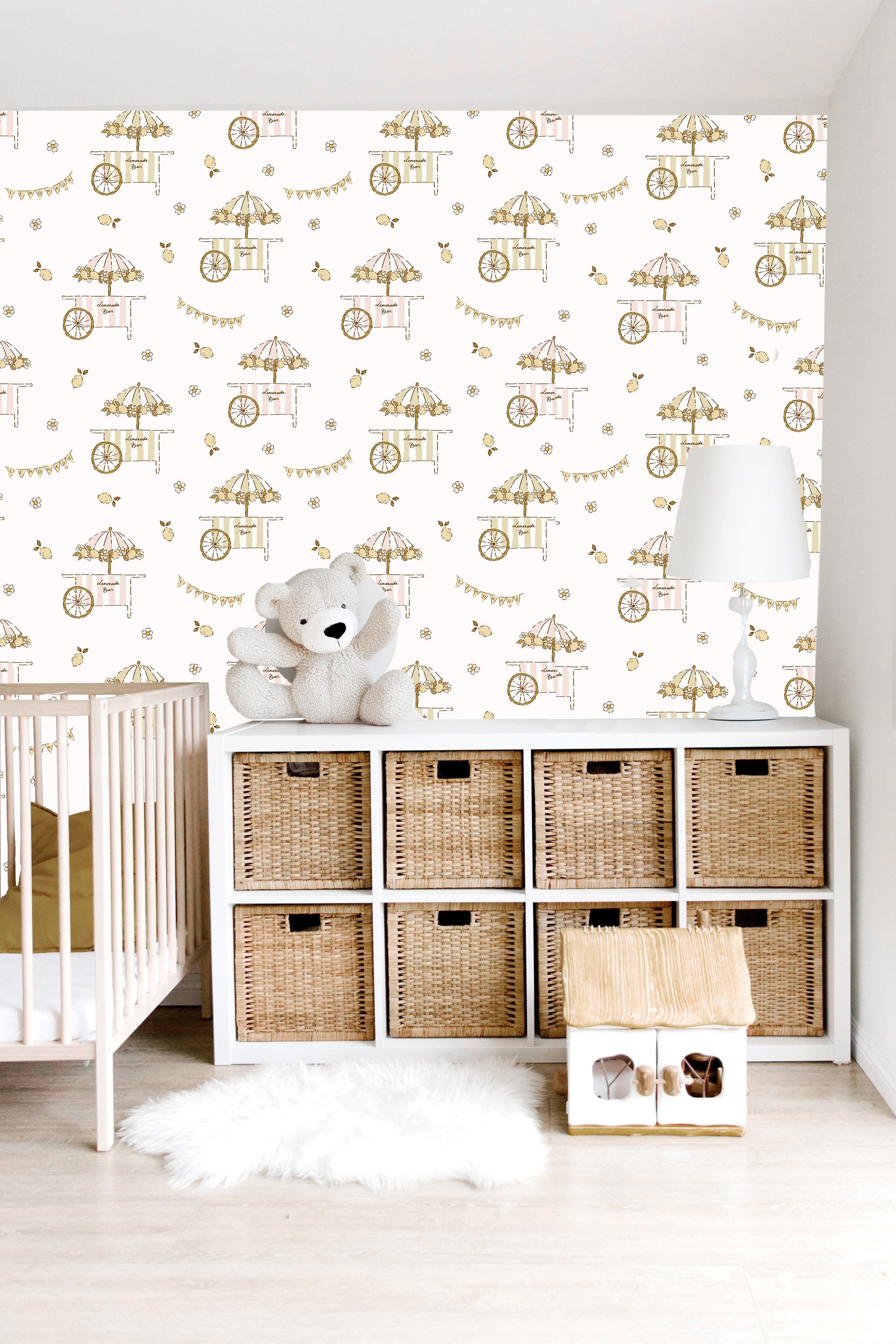 Sip Lemonade Cart Wallpaper by Eva Catherina - Loomwell Home Goods