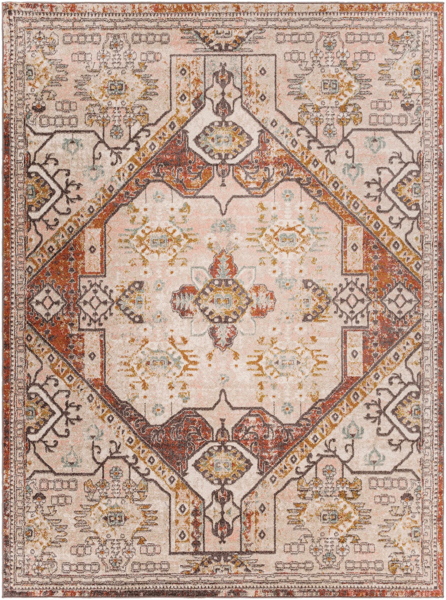 Yennora Brick Red Medallion Rug