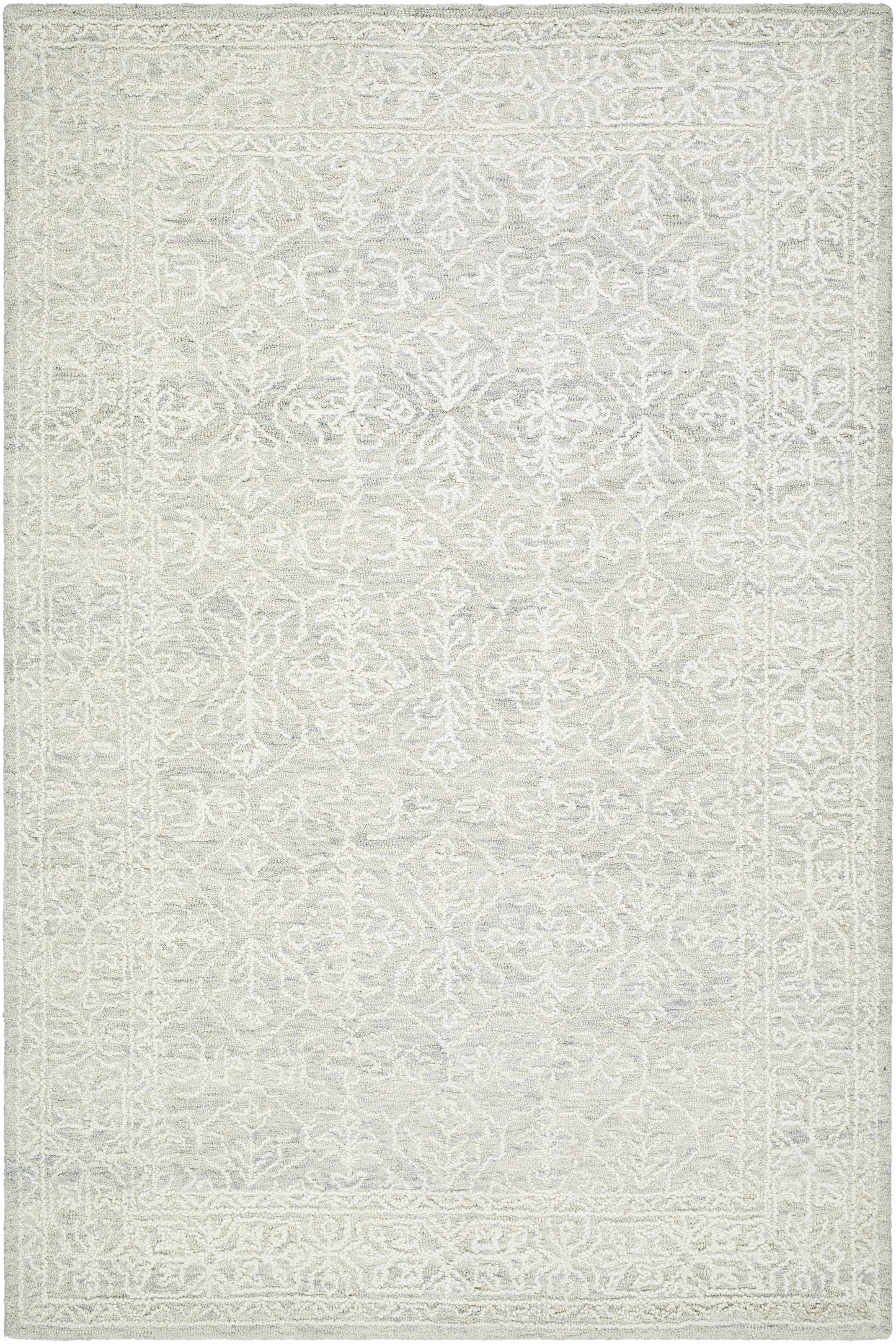 Light Gray Textured Wool Area Rug - 5’ x 7’6’’ Rectangle - Boutique Rugs