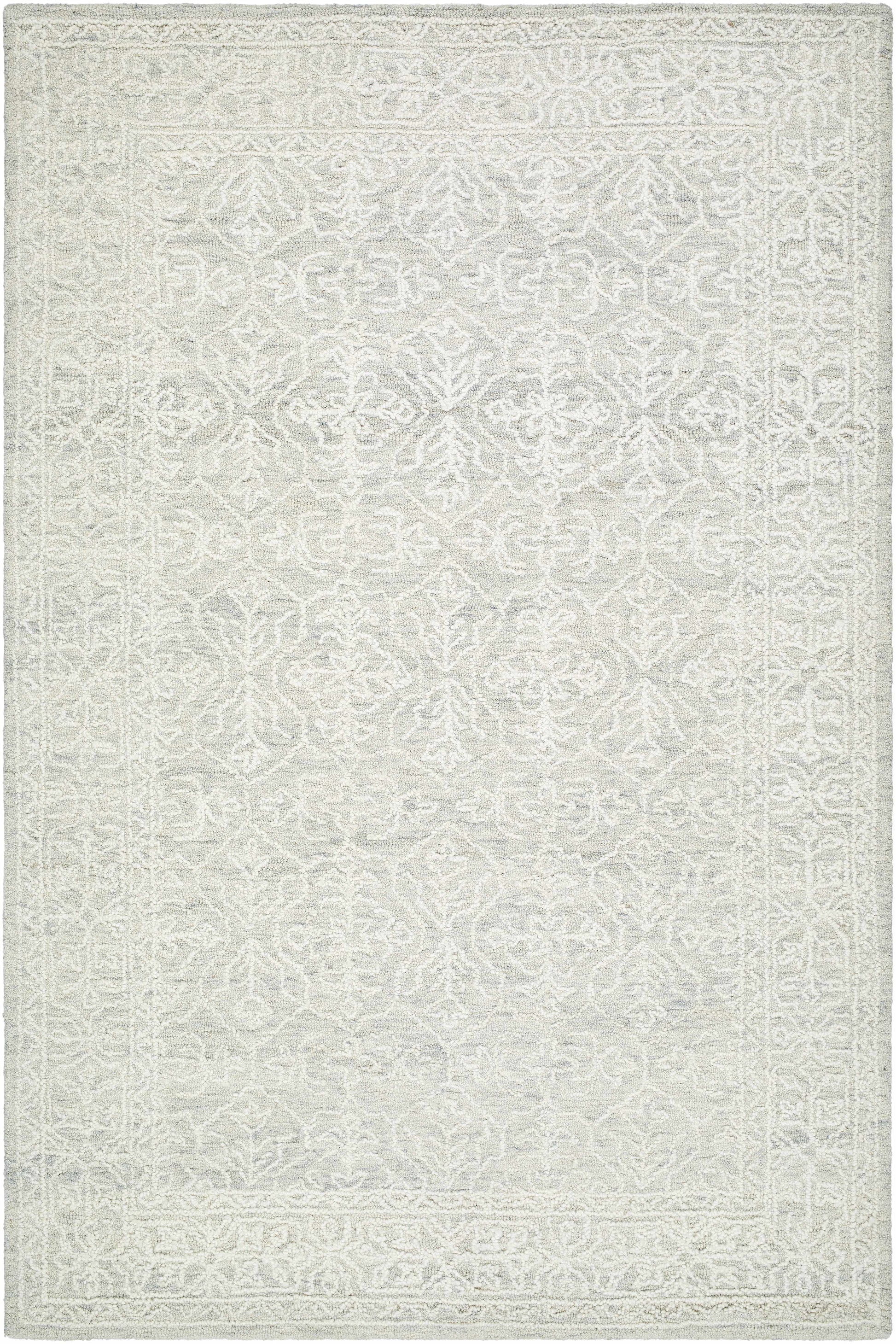 Light Gray Textured Wool Area Rug - 5’ x 7’6’’ Rectangle - Boutique Rugs