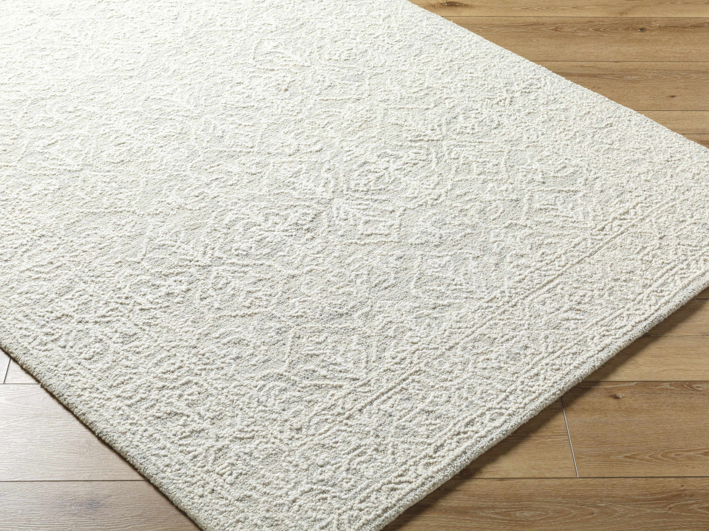 Light Gray Textured Wool Area Rug - Boutique Rugs
