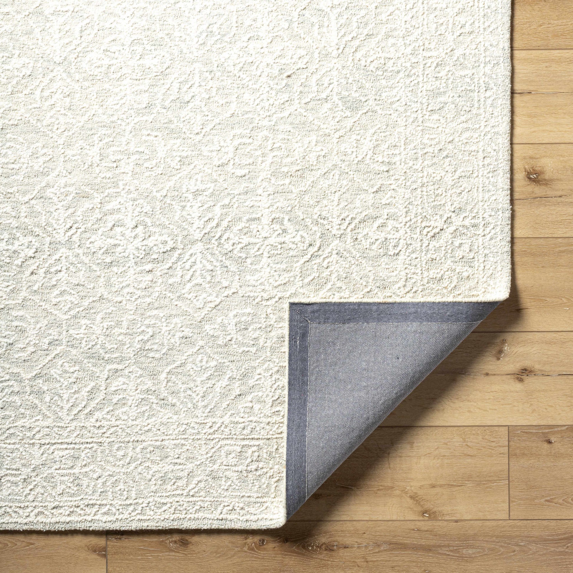 Light Gray Textured Wool Area Rug - Boutique Rugs