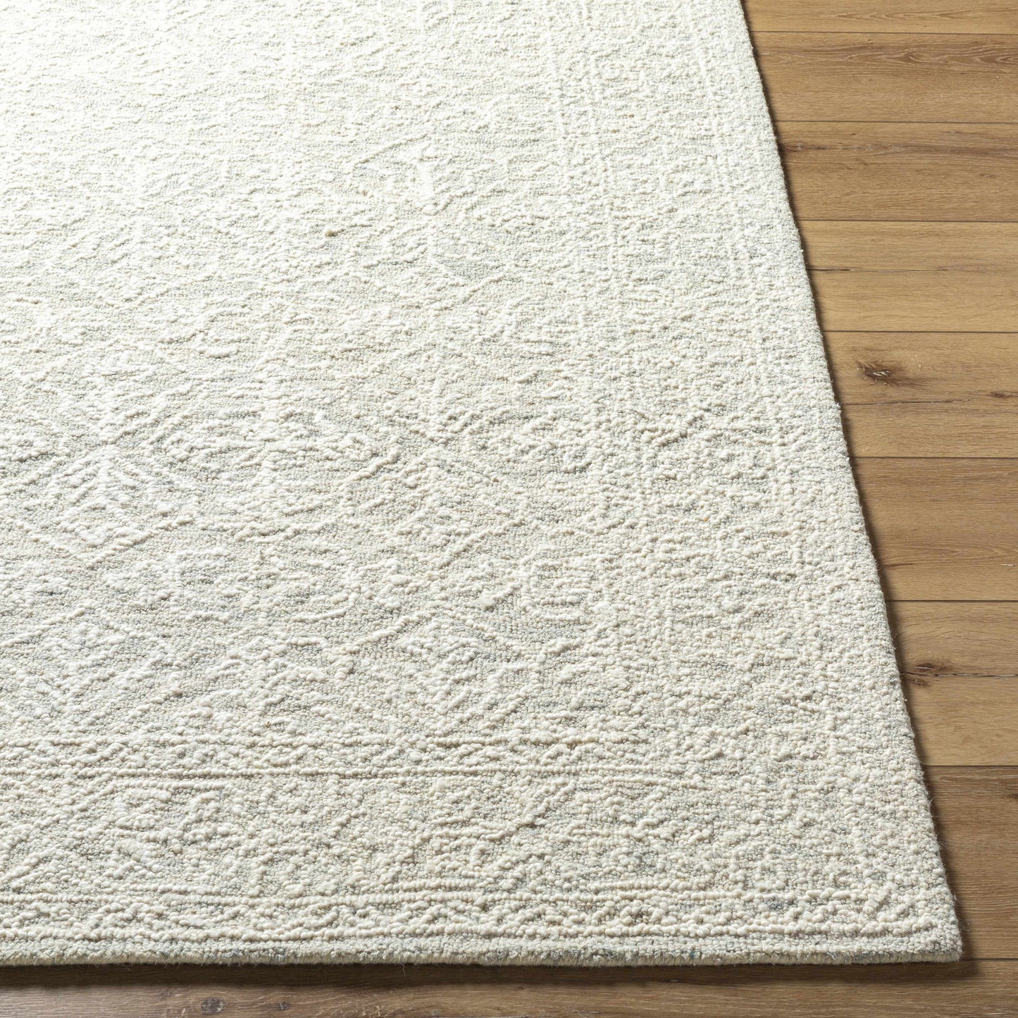 Light Gray Textured Wool Area Rug - Boutique Rugs