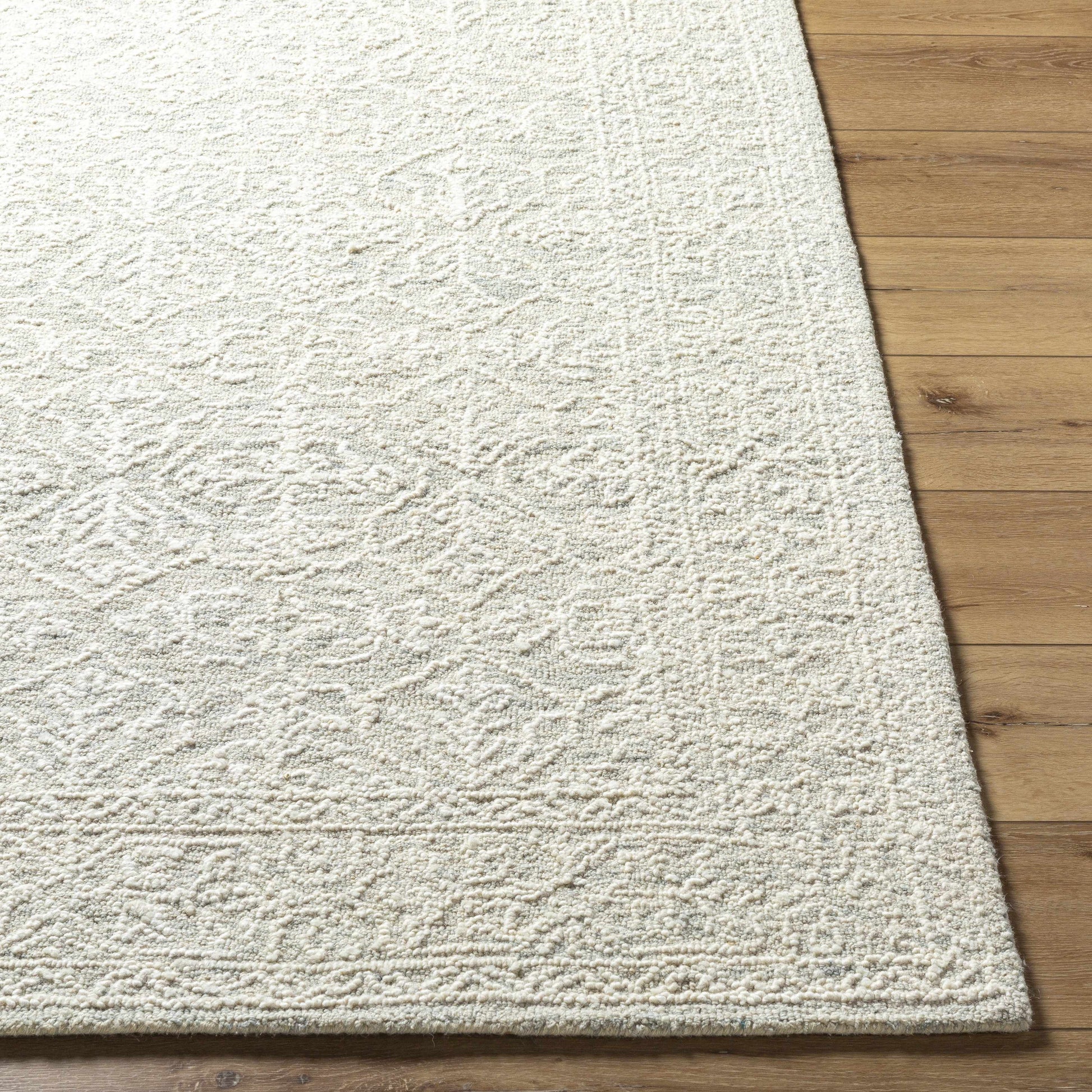Light Gray Textured Wool Area Rug - Boutique Rugs