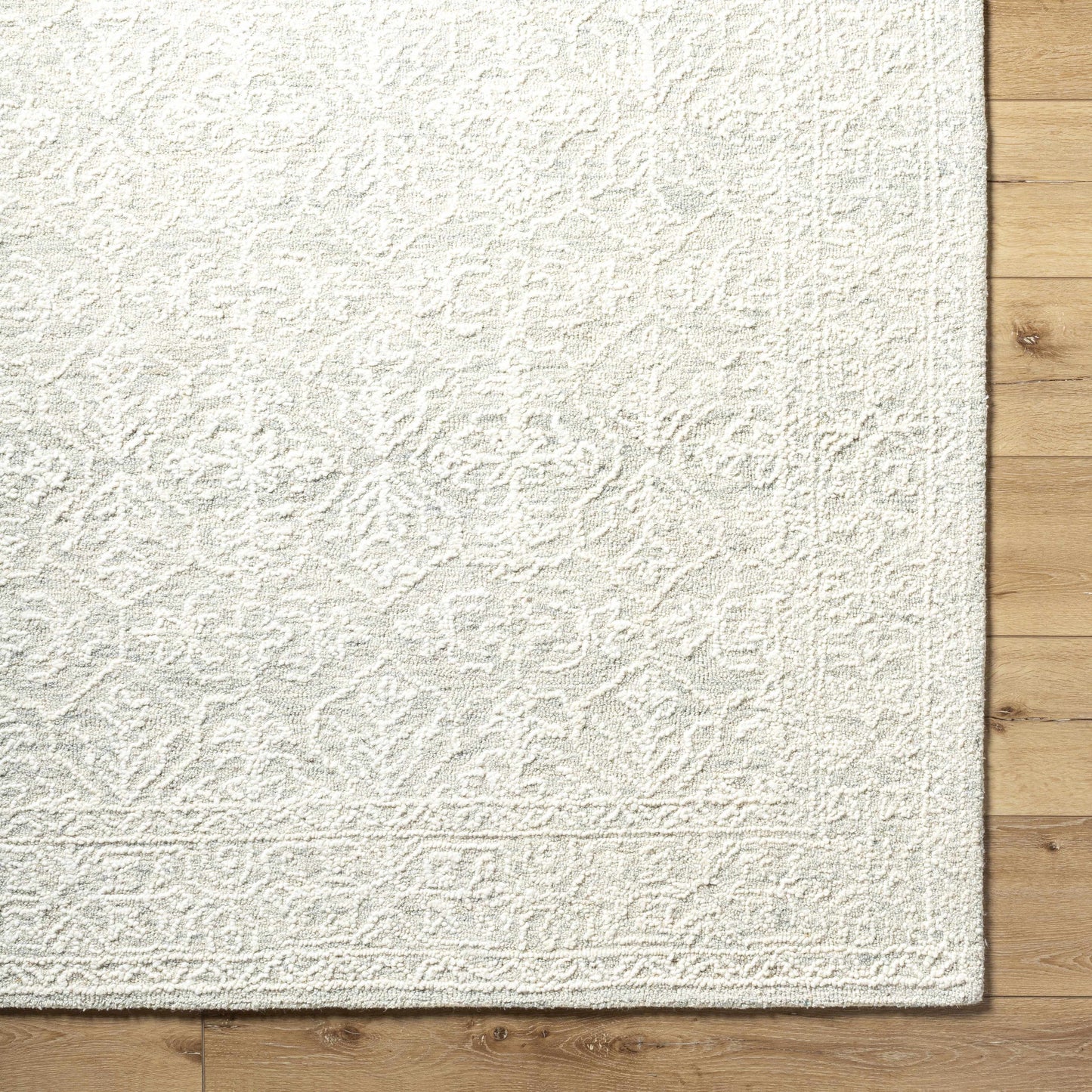 Light Gray Textured Wool Area Rug - Boutique Rugs