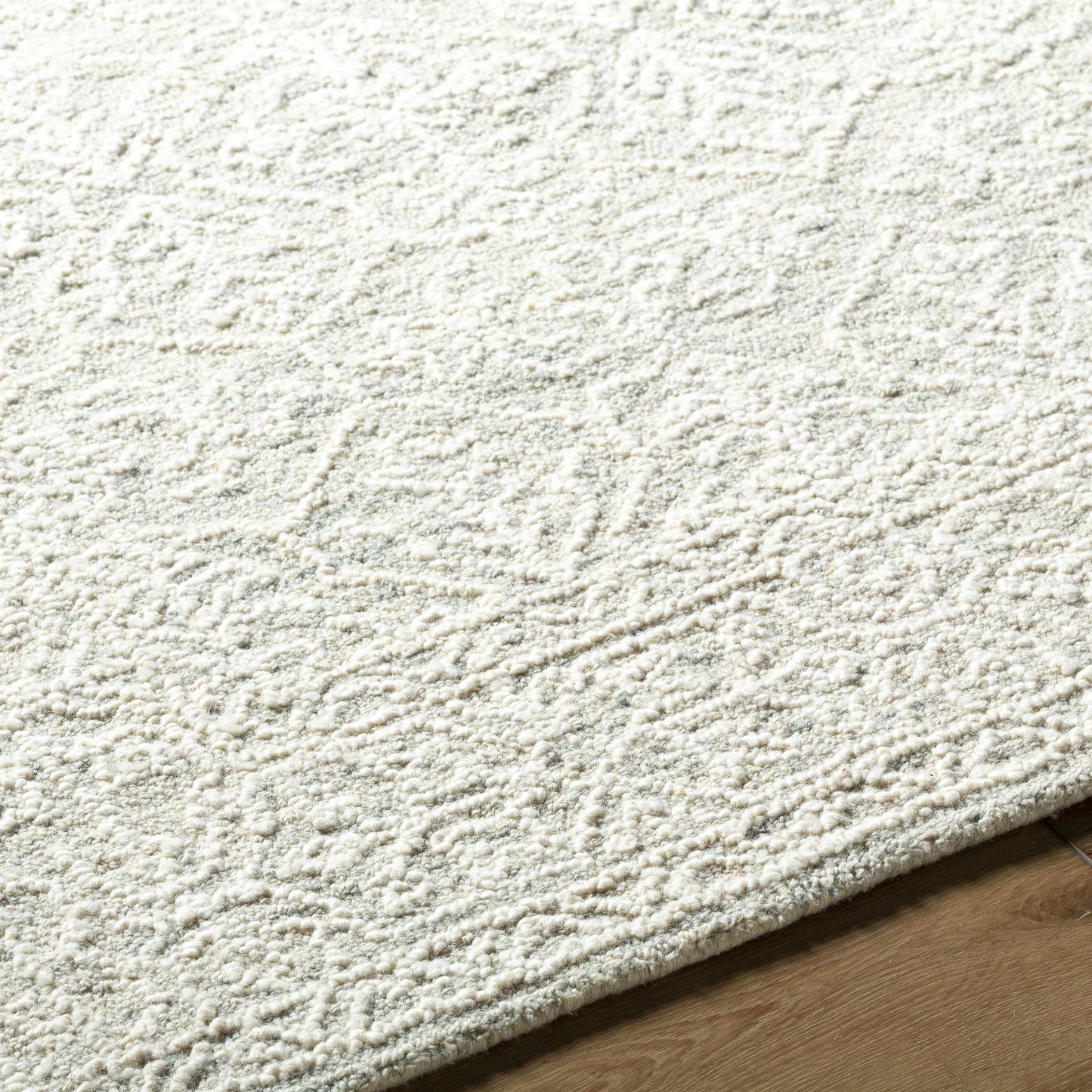 Light Gray Textured Wool Area Rug - Boutique Rugs