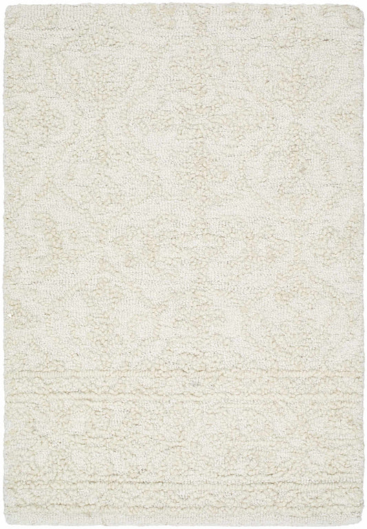 Cream Textured Wool Area Rug - 2’ x 3’ Rectangle - Boutique Rugs