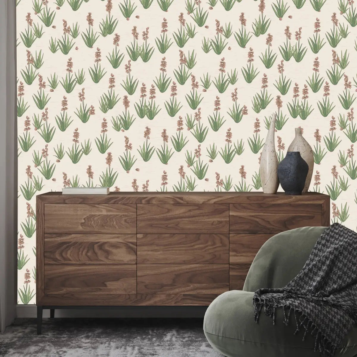 Yucca Wallpaper Mural - Green Desert Cactus - by Lee Art - Loomwell Home Goods