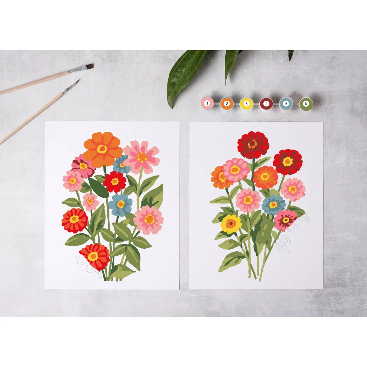 Paint-By-Number Kit - Zinnia Blooms - Cate Paper Co.