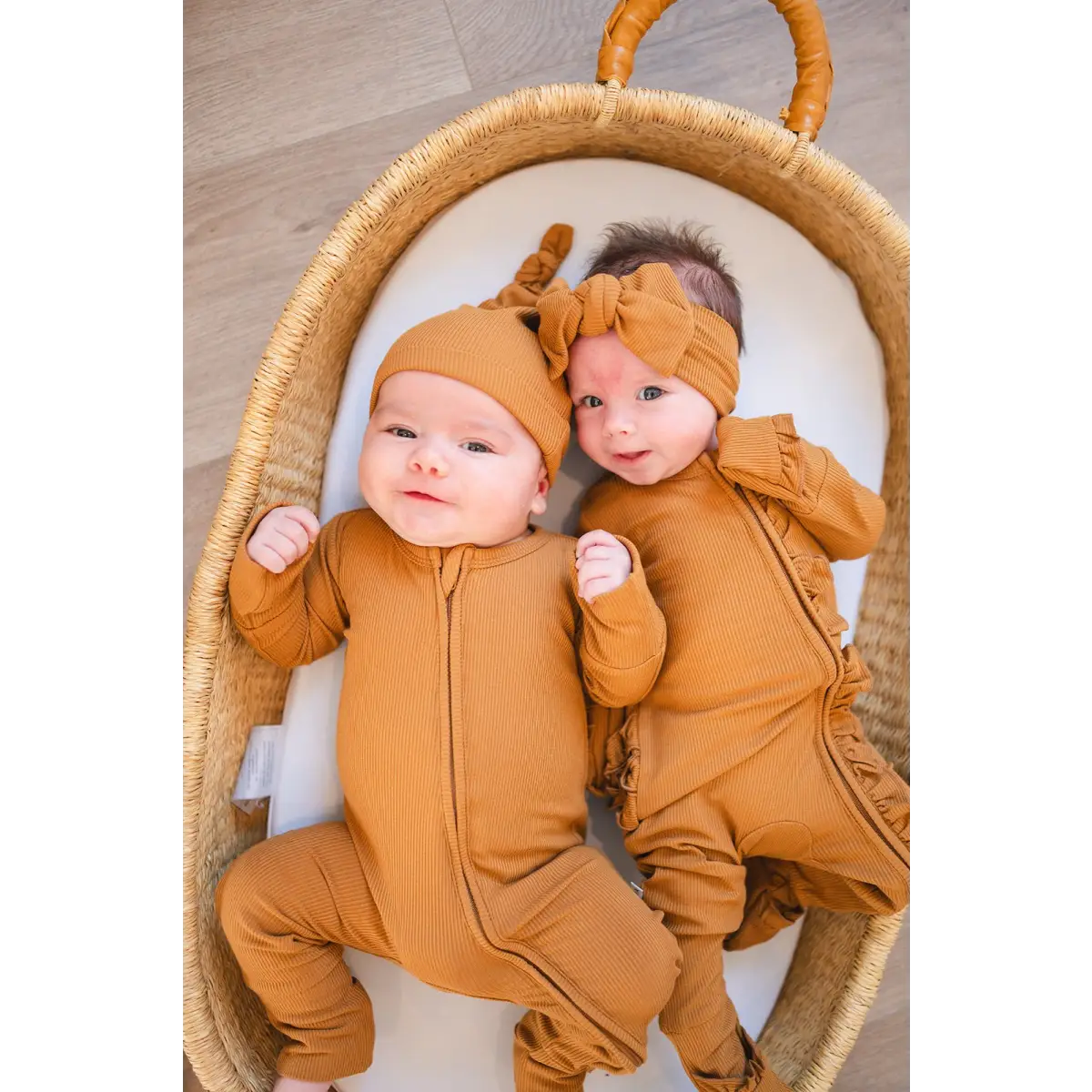 Zipper Romper - Caramel Ribbed - Harp Angel Boutique