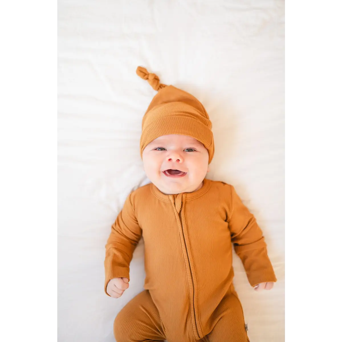 Zipper Romper - Caramel Ribbed - Harp Angel Boutique