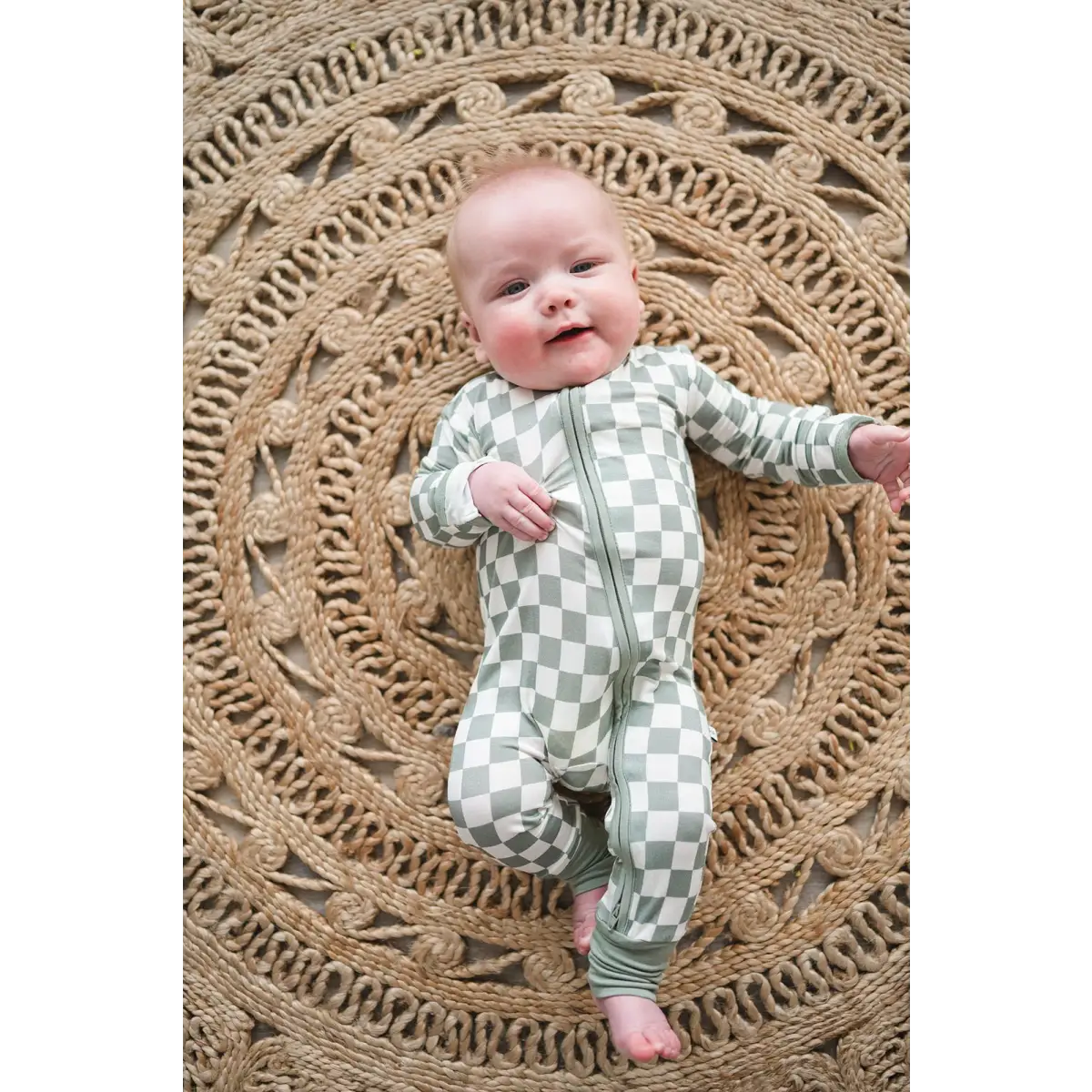 Zipper Romper - Jade Checker - Harp Angel Boutique