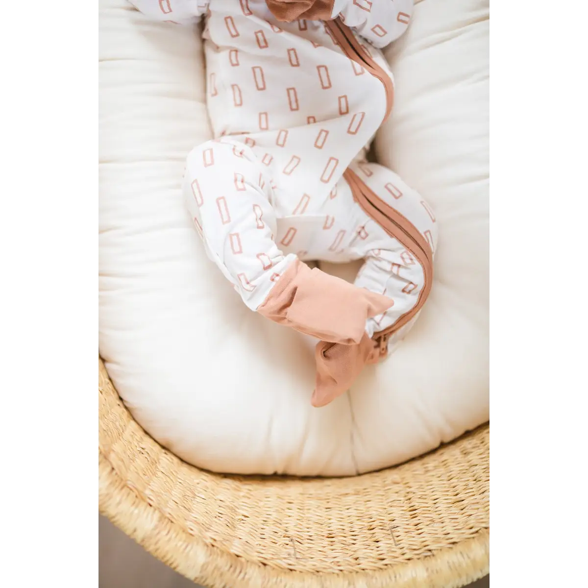 Zipper Romper - Neutral Rectangles - Harp Angel Boutique