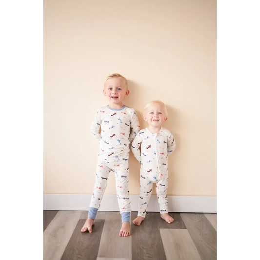 Zipper Romper - Vintage Airplane - Harp Angel Boutique