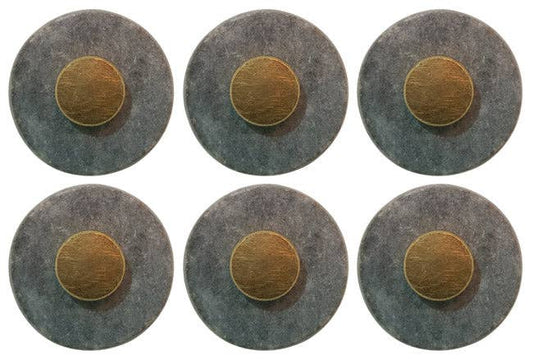 Marble and Brass Knobs, set of 6, gray
